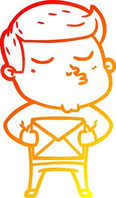 warm gradient line drawing cartoon model guy pouting