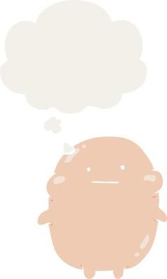 cartoon human and thought bubble in retro style