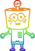 rainbow gradient line drawing happy cartoon robot vector