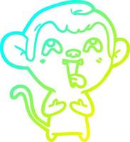 cold gradient line drawing crazy cartoon monkey vector