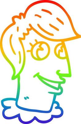 rainbow gradient line drawing cartoon human head