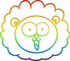 rainbow gradient line drawing cartoon lion face vector