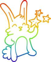 rainbow gradient line drawing cartoon happy rabbit vector