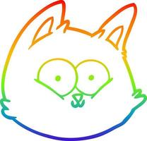 rainbow gradient line drawing cartoon cat face vector