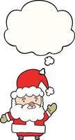 cartoon santa claus and thought bubble vector