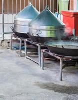 Large metal steamer in the traditional Thai style. photo