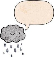 cute cartoon cloud and speech bubble in retro texture style vector