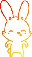 warm gradient line drawing curious bunny cartoon vector