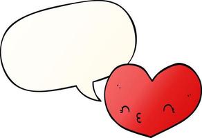 cartoon love heart and speech bubble in smooth gradient style vector