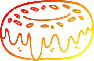warm gradient line drawing cartoon donut with sprinkles vector
