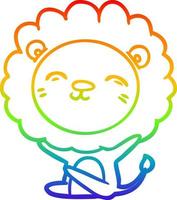 león de dibujos animados de dibujo de línea de gradiente de arco iris vector