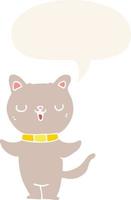 cartoon cat and speech bubble in retro style vector