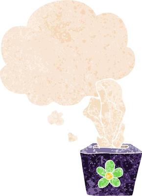 cartoon box of tissues and thought bubble in retro textured style