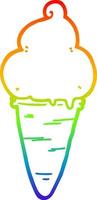 helado de dibujos animados de dibujo de línea de gradiente de arco iris vector