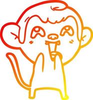 warm gradient line drawing crazy cartoon monkey vector