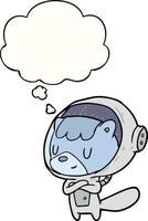 caricatura, astronauta, animal, y, pensamiento, burbuja vector