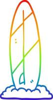 rainbow gradient line drawing cartoon surf board vector