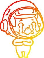 warm gradient line drawing cartoon crying astronaut vector