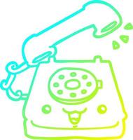 cold gradient line drawing cute cartoon telephone vector