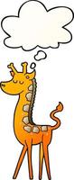 cartoon giraffe and thought bubble in smooth gradient style vector