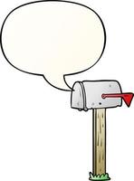 cartoon mailbox and speech bubble in smooth gradient style vector