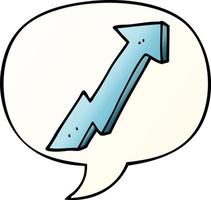 cartoon positive growth arrow and speech bubble in smooth gradient style vector