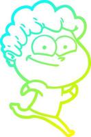 cold gradient line drawing cartoon happy man vector