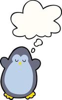 cartoon penguin and thought bubble vector