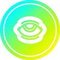 símbolo de ojo circular en espectro de gradiente frío vector