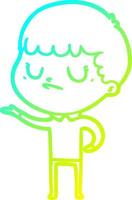 cold gradient line drawing cartoon grumpy boy vector