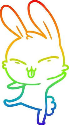 rainbow gradient line drawing cute cartoon rabbit