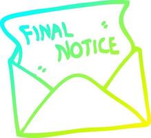 cold gradient line drawing cartoon final notice letter