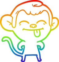 rainbow gradient line drawing funny cartoon monkey vector