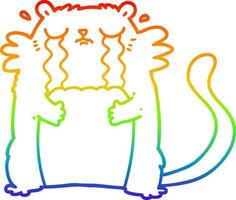 dibujo de línea de gradiente de arco iris gato llorando de dibujos animados vector