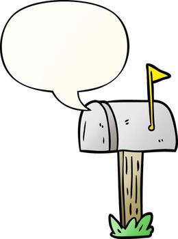 cartoon mailbox and speech bubble in smooth gradient style vector