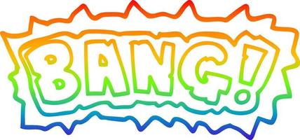 rainbow gradient line drawing cartoon word bang vector