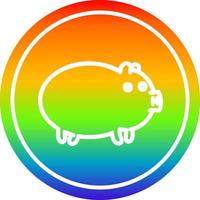 cerdo gordo circular en el espectro del arco iris vector