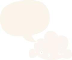 cute cartoon cloud and speech bubble in retro style vector