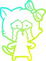 cold gradient line drawing cartoon cat vector