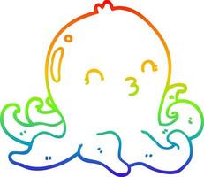 rainbow gradient line drawing cartoon octopus vector