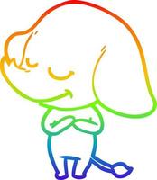 rainbow gradient line drawing cartoon smiling elephant vector