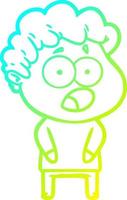 cold gradient line drawing cartoon shocked man vector