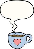 I love coffee cartoon cup and speech bubble vector