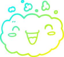 línea de gradiente frío dibujo feliz nube de dibujos animados vector