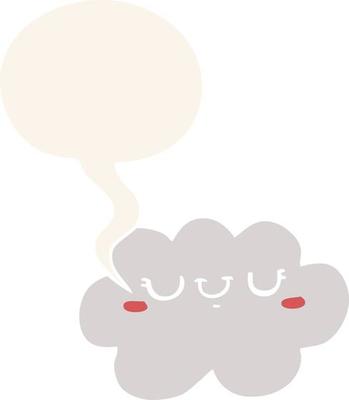 cute cartoon cloud and speech bubble in retro style