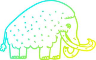 cold gradient line drawing cartoon mammoth vector