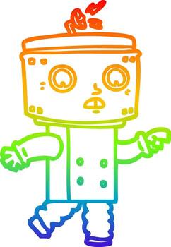 rainbow gradient line drawing cartoon robot pointing vector