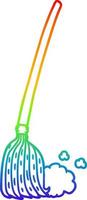 rainbow gradient line drawing cartoon broom sweeping vector