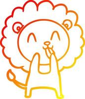 warm gradient line drawing happy cartoon lion vector