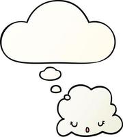 cute cartoon cloud and thought bubble in smooth gradient style vector